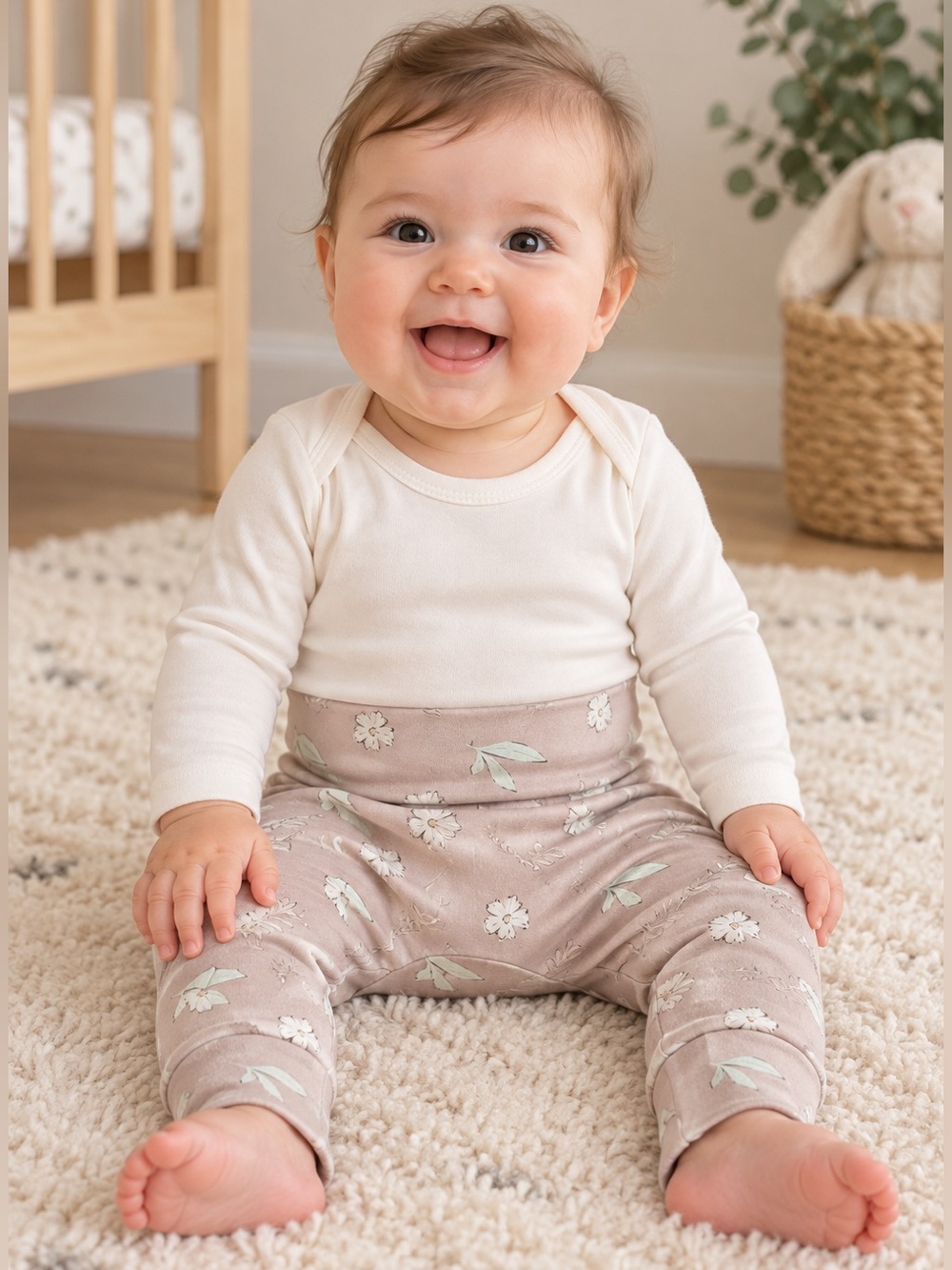 Bajoue Baby Grow With Me Floral Organic Cotton Harem Pants 0-12M Canada Quality